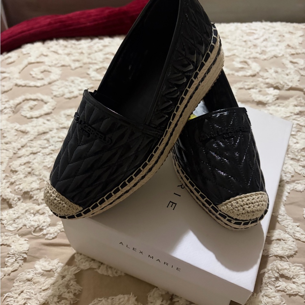 Alex Marie Black Quilted Espadrilles